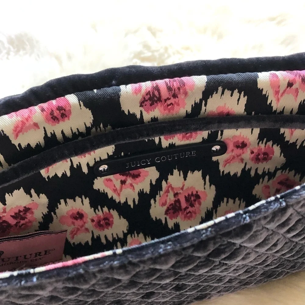 Juicy Couture Gray Velour Oversized Bow Clutch Y2K 2000’s style